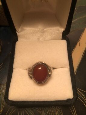 Vintage Carnelian Cabochon sterling silver  ring